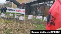 Sa protesta Albanaca u Medveđi na jugu Srbije, 3. novembra 2024.