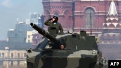 Tanks rolled through Red Square in the Victory Day parade in Moscow.