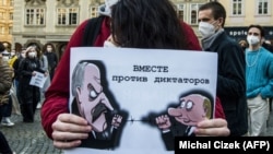 Беларустун Орусия менен интеграциясына каршы акцияда, Прага