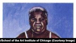 "Mirth & Girth" by David Nelson, a student of the School of the Art Institute of Chicago, depicted late Mayor Harold Washington dressed in women's underwear. (Click to see full painting)