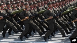 North Korean soldiers march during a military parade in Pyongyang. (file photo)