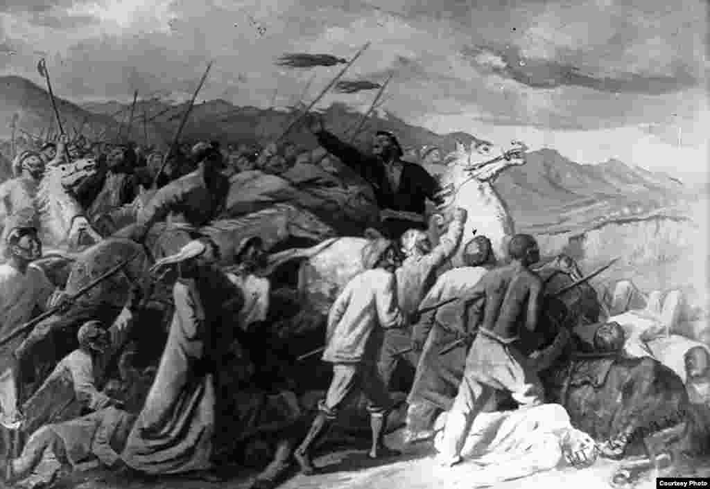 Сүрөтчү С.Чуйковдун &quot;1916-жылдагы кыргыз элинин көтөрүлүшү&quot; аттуу эмгеги. 1931-жылы тартылган.