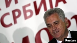 Tomislav Nikolić se obraća medijima nakon rezultata izbora, 6. maj 2012.