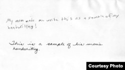 Writing samples by Tyler Meder, a 13-year-old American student, and his mother, Meredith Meder (CLICK TO ENLARGE)