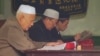 Ethnic Kazakhs pray in a mosque in China's Xinjiang Uyghur Autonomous Region.