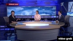 Скриншот передачи «Первого канала Казахстана», в которой говорилось о «доказательствах» проплаченности митингов.