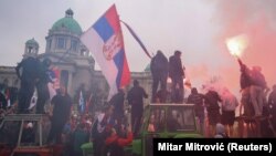 Кадър от протеста в Белград от 15 март