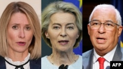 (Slijeva nadesno) estonska premijerka Kaja Kallas, šefica Europske komisije Ursula von der Leyen i bivši portugalski premijer Antonio Costa (fotoarhiva)