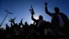 Huthi rebels rally in the Yemeni capital, Sanaa, on January 10.