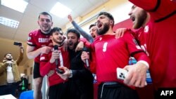 Эмоции грузинских футболистов после победы