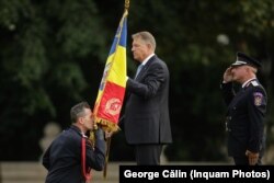 Președntele țării, Klaus Iohannis, la un eveniment organizat de Inspectoratul pentru Situații de Urgență în septembrie 2021.