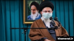 Supreme Leader Ayatollah Ali Khamenei addresses a group of military commanders and personnel on February 8.