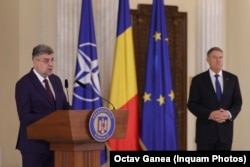 Klaus Iohannis și Marcel Ciolacu la Palatul Cotroceni pe 23 decembrie 2024.