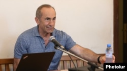 Former President Robert Kocharian attends a Court of Appeals hearing in Yerevan on July 24.