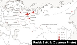 Лагеря ГУЛАГа, в которых содержались чехословацкие граждане в СССР с указанием их численности