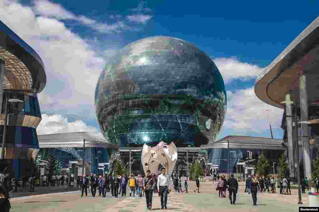 The sphere built for the 2017 World Expo, which Astana hosted. The U.S.-based Foreign Policy magazine had its website briefly blocked in Kazakhstan after calling the building the “Death Star.”