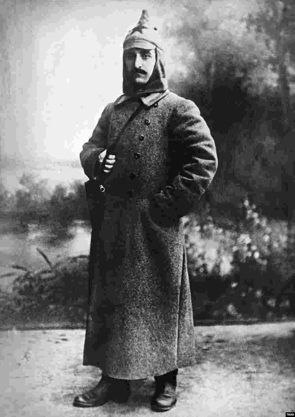 Georgian-born communist Grigory Ordzhonikidze trussed up in the Red Army uniform in 1920. One hundred years after they were adopted by Russia's communists, original budyonovkas can today sell for hundreds of dollars, and replicas are now on sale in many of Russia's tourist hotspots. 