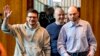 Russian opposition figures (from left to right) -- Ilya Yashin, Andrei Pivovarov, and Vladimir Kara-Murza in Germany, shortly after they were released as part of an East-West prisoner swap in early August.