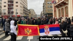 Protest u Beogradu, na kom su okupljeni odali poštu stradalima u Novom Sadu, Arilju i na Cetinju, 3. januar 2025.