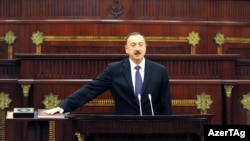 Azerbaijani President Ilham Aliyev at his 2013 swearing-in in Baku