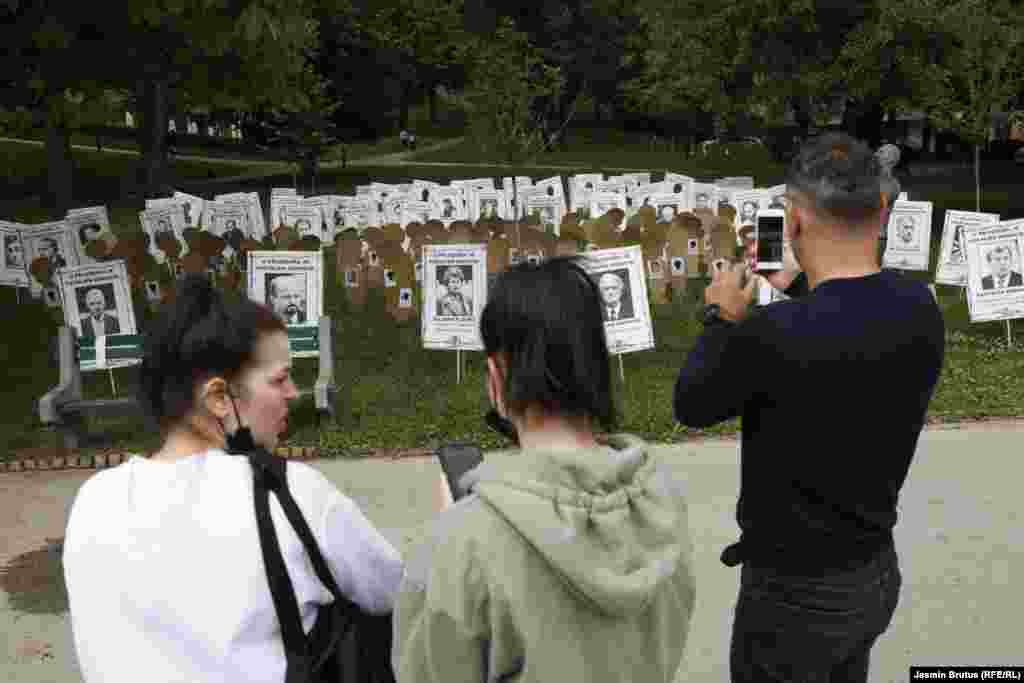 Bosnia and Herzegovina, Sarajevo, The installation in the Great Park marked the Day of White Ribbons - which marks killings of civilians in Prijedor, May 31, 2021.