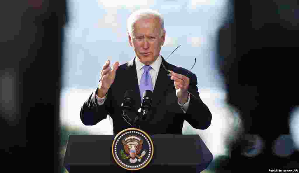 President Joe Biden addresses reporters after meeting with Russian President Vladimir Putin on June 16. 