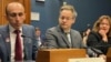 USA - Artak Beglarian, former State Minister and Ombudsman of Nagorno Karabakh, testifies during the Tom Lantos Human Rights Commission hearing, pictured with fellow witnesses Jared Genser and Miriam Lanskoy, Washington,29Apr,2025