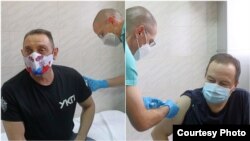 Serbian Interior Minister Aleksandar Vulin (left) and Parliamentary Speaker Ivica Dacic were among the first to get coronavirus vaccine shots in Belgrade on January 6.